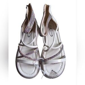 New Girls Strappy Sandals with Iridescent Rhinestones Size 1